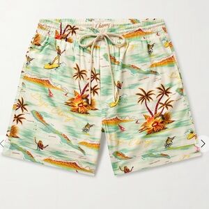 Cherry LA Baja Straight-Leg Printed Cotton-Twill Drawstring Shorts